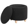 Coaster Home Furnishings Valia Faux Sheepskin Upholstered Round Storage Ottoman Black - 2 of 4