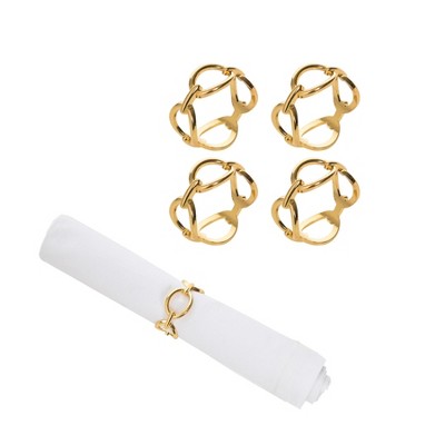 C&F Home Gold Chain Link Napkin Ring, Set of 4