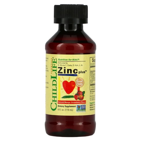 Childlife Essentials Essentials, Zinc Plus, Natural Mango Strawberry ...