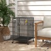 PawHut Metal Bird Cage with Stand for Parrots, Lovebirds, Finches, Large Bird Cage with Swing, Stained Steel Bowls, Removable Tray, Gray - image 2 of 4