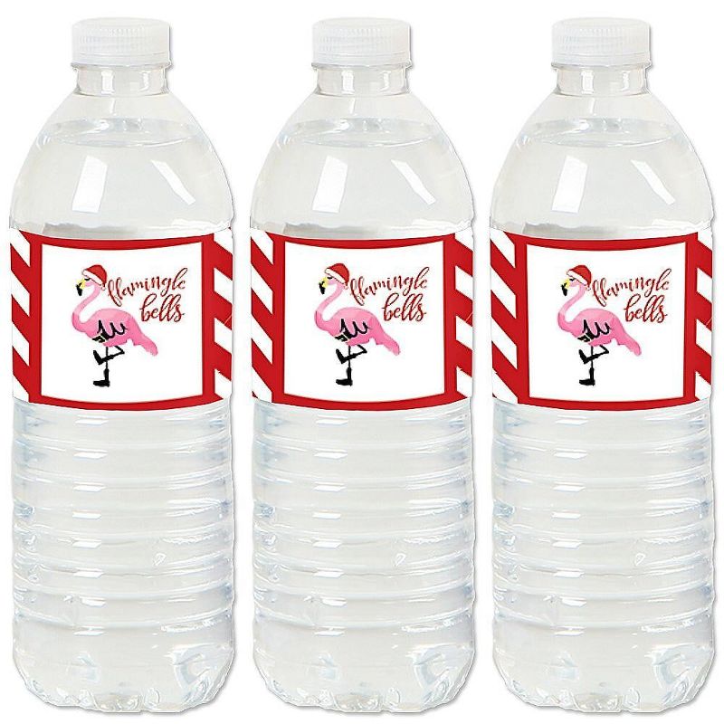 Big Dot of Happiness Flamingle Bells - Tropical Christmas Party Water Bottle Sticker Labels - Set of 20, 1 of 5