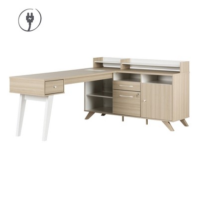 South Shore Helsy L-Shaped Desk with Power Bar