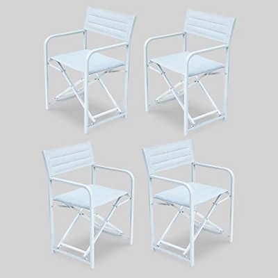 Aoodor Outdoor Patio 4-Pack 34" Director's Chairs - Portable Bar Height Seating with Folding Aluminum Frame, 246 lbs Capacity