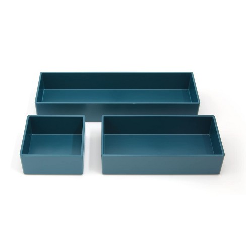 HITOUCH BUSINESS SERVICES 3 Piece Plastic Drawer Organizer Teal TR55299 - image 1 of 3