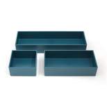 HITOUCH BUSINESS SERVICES 3 Piece Plastic Drawer Organizer Teal TR55299