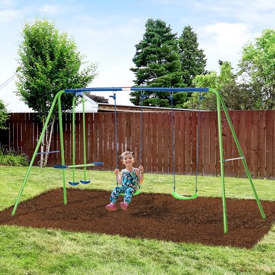 Child Garden Outdoor Swing Seat Height Adjustable Ropes Kids Climbing Frame Set 