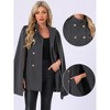 Allegra K Women's Winter Slit Sleeve Double Breasted Cloak Coat - 2 of 4