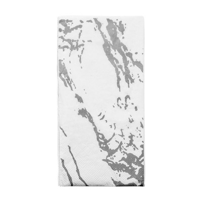 Smarty Had A Party White w/ Silver Marble Paper Dinner Napkins - 600 pcs