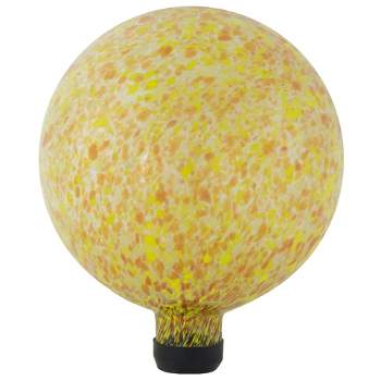 Northlight 10" Orange and Yellow Speckled Glass Outdoor Garden Gazing Ball