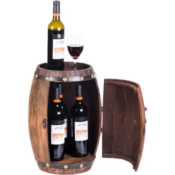 Vintiquewise Wooden Barrel Shaped Vintage Decorative Wine Storage Rack