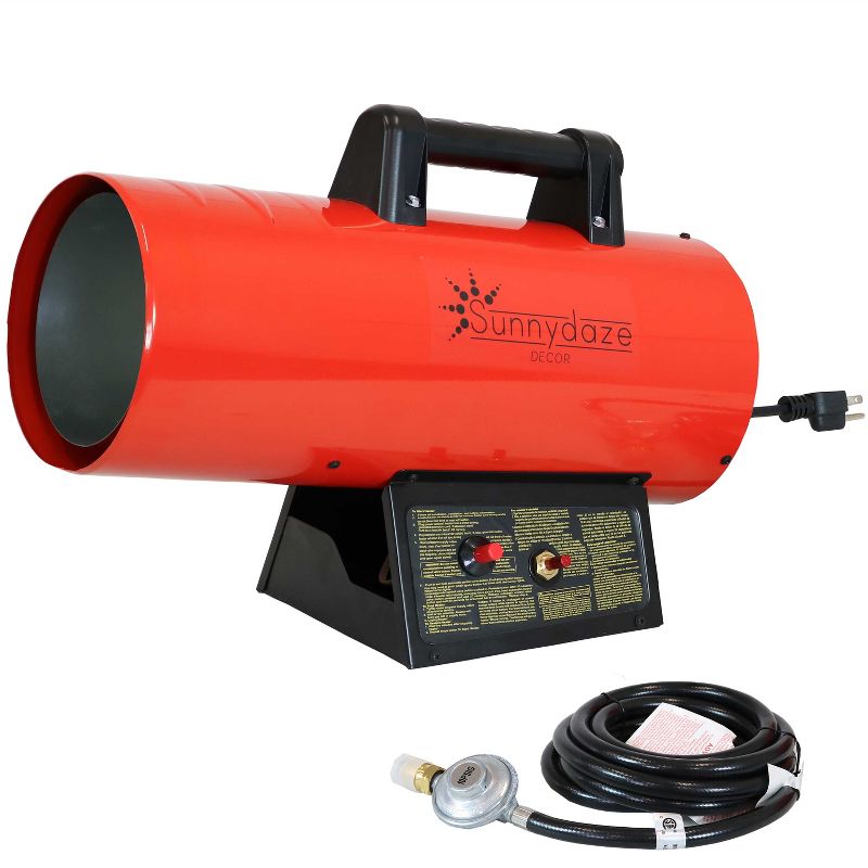 Sunnydaze Outdoor Forced Air Portable Propane Heater with Auto-Shutoff - 40,000 BTU - Red and Black, 1 of 11