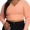 Slickblue Plus Size Ribbed Wrap Front Long Sleeve Top, Stretch Fit, Casual Style, Multiple Color Options, Size 1XL-3XL - 3 of 4
