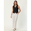 INSPIRE CHIC Women's Linen Sleeveless Button Down V Neck Waistcoat Vest - 3 of 4