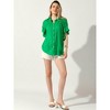 Allegra K Women's Casual Button Up Textured Ruffle Sleeve Blouse - 2 of 4