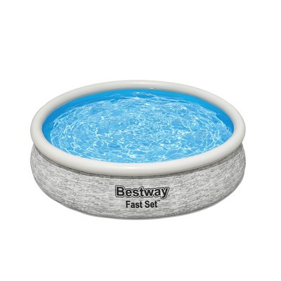 Bestway 12' x 30" Round Inflatable Stone Design Pool Set with Filter Pump