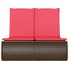 Double Sun Lounger with Cushions Brown Poly Rattan vidaXL - 4 of 4