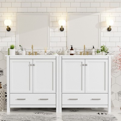 CAVINAS Bathroom Vanity with Single Combination Under Counter Sink and Soft Closure,Bathroom Storage Cabinet with 2 Doors and a Drawer