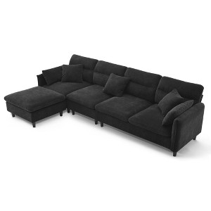 NicBex L Shaped Convertible Sectional Sofa,5 Seat Cloud Chenille Couch Set with Ottoman and 5 Pillows for Living Room,Apartment,Black - 1 of 4