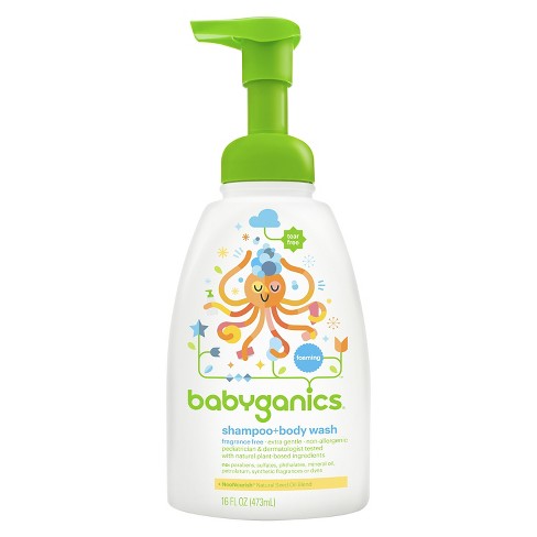 Babyganics Baby Shampoo + Body Wash, Fragrance Free - 16oz Pump Bottle ...