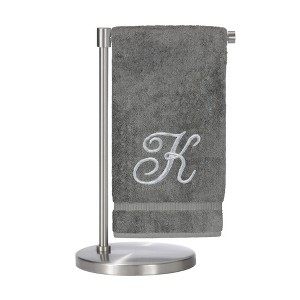BC BARE COTTON Monogrammed Bath Towel, Personalized Gift, 27 x 54 inches - Set of 1 - Gray - Silver Script - 1 of 4