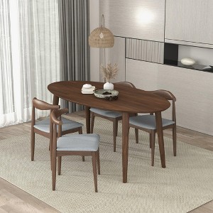 NicBex Mid-Century Modern Fabric Dining Set with Solid Wood Dining Table and 4 Kitchen Side Chairs for Living room, Oak - 1 of 4