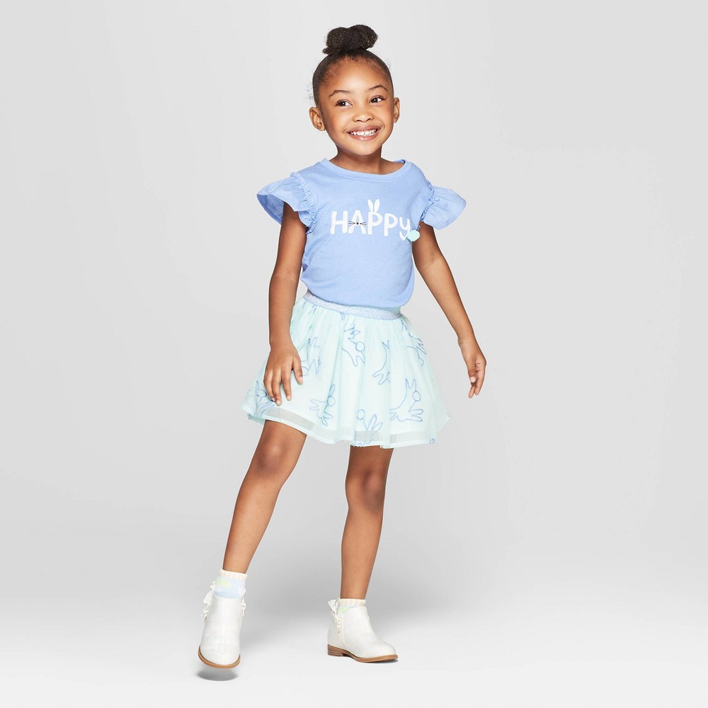 Toddler Girls' Woven Top and Bottom Set - Cat & Jack Blue/Aqua 3T