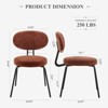 Set of 2 Mid-Century Modern Dining Chairs with Curved Backrest and Metal Legs, Upholstered Kitchen Side Chairs with Round Seat - 2 of 4