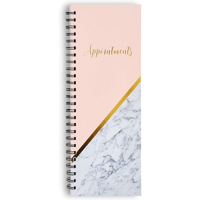 Juvale Pink Marble Salon Daily Appointment Schedule Planner Book Spiral Notebook 13.5 x 5 in, 200 Pages