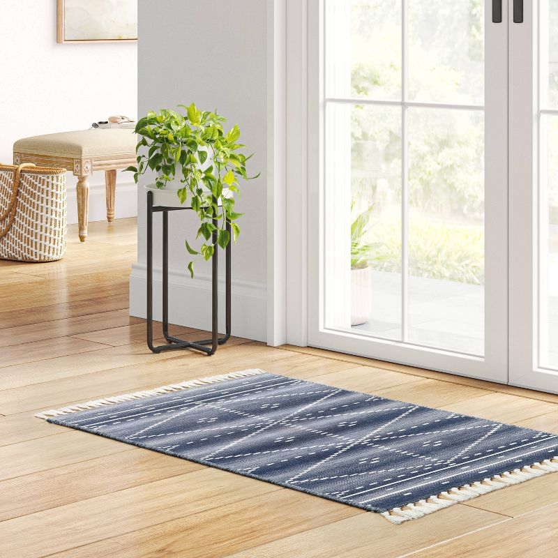 2&#39;4&#34;x3&#39;9&#34; Washable Woven Tapestry Accent Rug with Fringe Indigo - Threshold&#8482;, 3 of 9