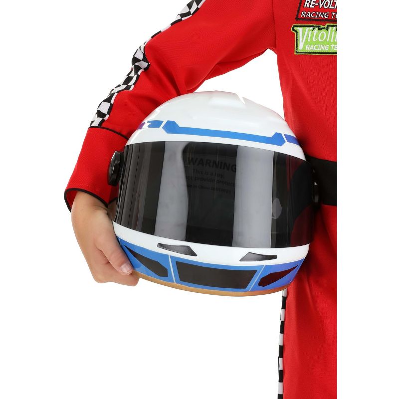 HalloweenCostumes.com   Kid's Race Car Driver Helmet, White/Blue/Gray, 4 of 10