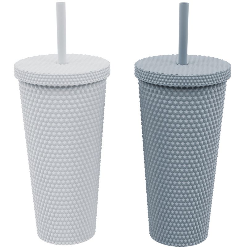 Copco Studded Straw Tumblers with Lid and Straw, Acrylic Cold Tumbler with Spill Resistant Lid, Travel Mug; Cupholder Friendly, 22-Ounce, Set of 2, 1 of 8