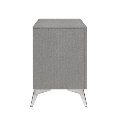 Huxley Black and Silver 2-Drawer Modern Nightstand