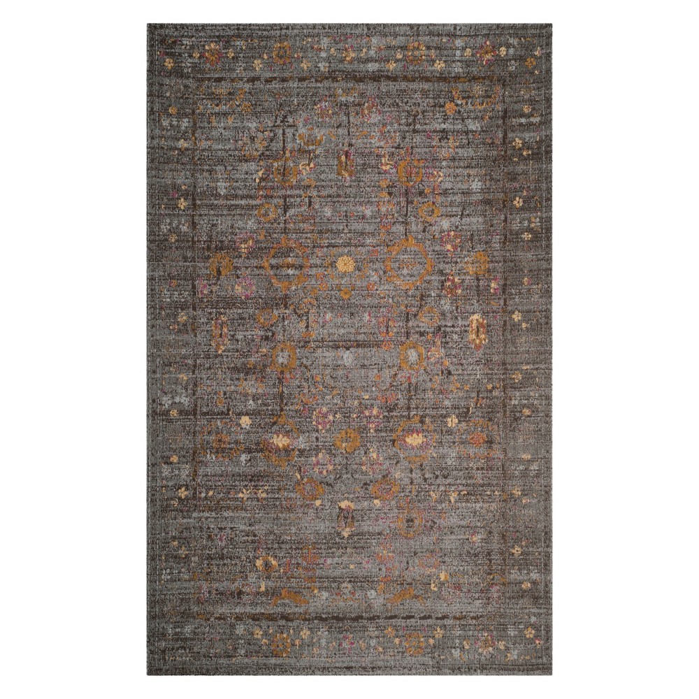 8'x10' Floral Loomed Area Rug Gray/Gold - Safavieh