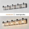 VYNXARIA Black and Wood Grain Wall Lights, 40" Farmhouse Vanity Fixture with Clear Seeded Glass Shades for Bathroom and Powder Room - 4 of 4