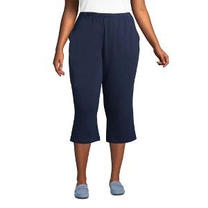 Lands' End Women's Sport Knit High Rise Elastic Waist Capri Pants - 1 of 2