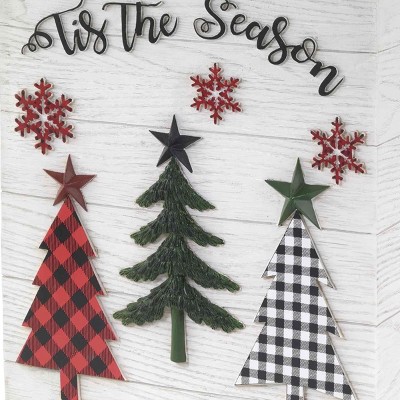 Red and Green Plaid Christmas Resin Wastebasket