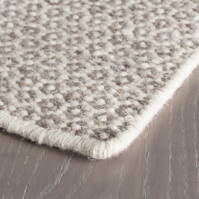 Ivory and Gray Geometric Handwoven Wool Rug, 2' x 3'