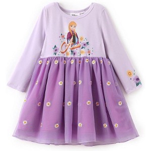 Disney Princess Toddler Dress  Long Sleeve Embroidered Daisy Double-Layered Tulle Winter Birthday Party Outfit - 1 of 4