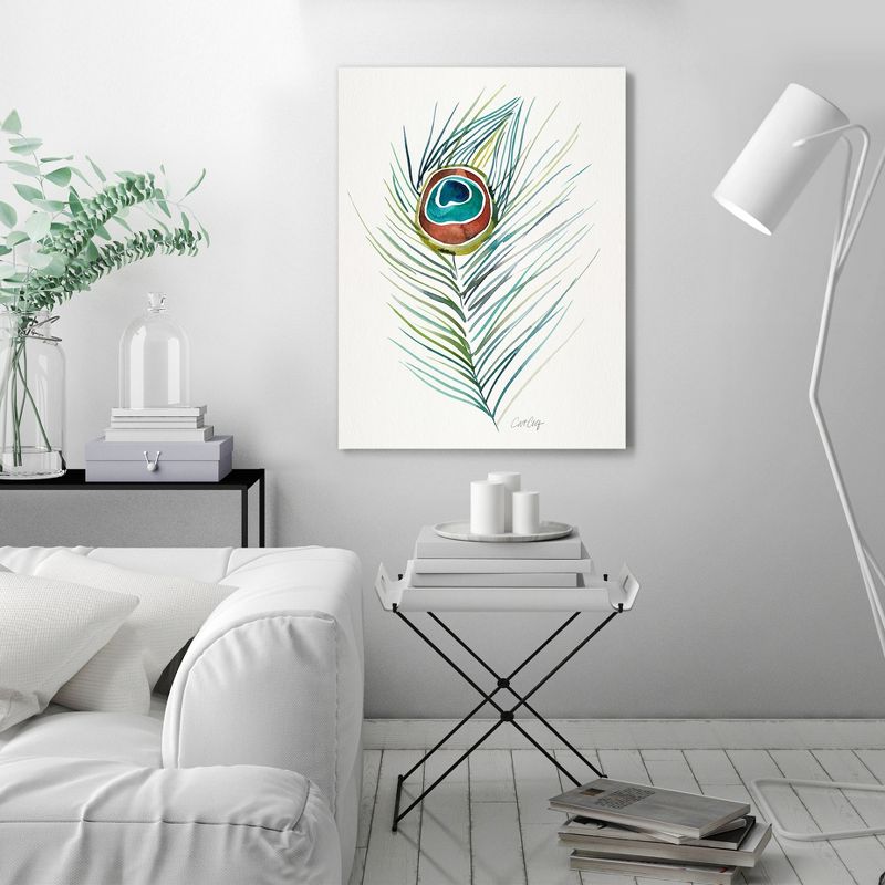 Americanflat Minimalist Botanical Peacock Feather Original By Cat Coquillette Canvas, 3 of 10
