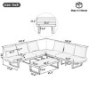 4-Piece Outdoor Seating Set, Sectional Sofa with Coffee Table and Adjustable Reclining Seats, Metal Sofa with Foam Cushions-Coolbibila - 4 of 4