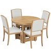 41”-57” Extendable Farmhouse Round Dining Table Set for 4, Solid Wood Table with Removable Leaf and Upholstered Chairs-3irtyhousy - 3 of 4