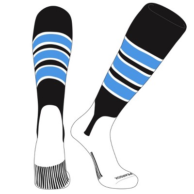 PEAR SOX OTC Baseball Softball Stirrup Socks (C, 5in) Black, White, Sky Blue (M)