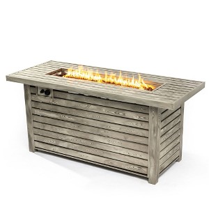 Mondawe 54 Inch Outdoor Fire Table Steel Fire Pit Table with Wood Grain Surface - 1 of 4