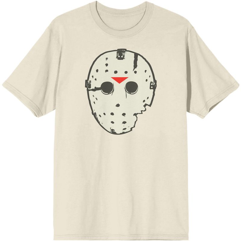 Men's Graphic Printed White T-shirt, Jason Mask, 1 of 2