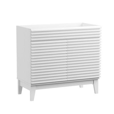 36" White MDF Freestanding Bathroom Cabinet Vanity with Storage