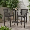SKRAN Outdoor Wicker Bar Chair Set of 2, Modern Traditional Style Iron Frame Waterproof Bar Chair for Patio, Garden, Outdoor, Brown Multi - 2 of 4