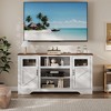Homhougo 58'' Farmhouse TV Stand with LED Lights, Entertainment Center for TVs up to 70 Inch White - 4 of 4