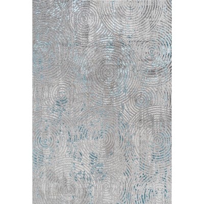 Coastal Abstract Weathered Gray Synthetic Area Rug