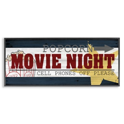 Stupell Industries Movie Night Vintage Sign, 30" x 13"
