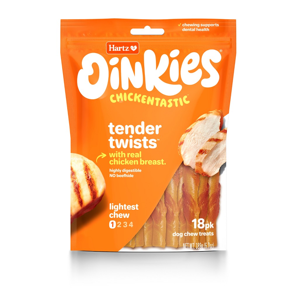 Photos - Dog Food Hartz Oinkies Tender Treats Jerky with Chicken Senior Dog Treats - 18pk 